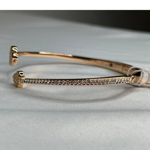 Kate Spade yours truly Heart pave open hinge cuff Bracelet Rose Gold (Damage) - Picture 8 of 12
